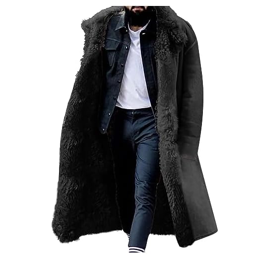 AEGJEGVD Manteau Long Fausse Fourrure Homme Décontracté Veste en Cuir Overdose Mode Hiver Parka Long Veste Pardessus Casual Outwear Vestes en Polaire d'hiver Blouson mi Saison Vêtements D'extérieur