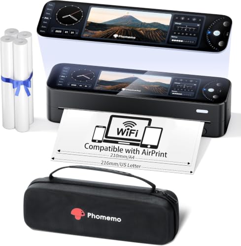 Image of Phomemo M810 Full-Touchscreen AirPrint Portable Printer Wireless for Travel | Tap to Print & Custom Content Thermal Wireless Inkless Printer, For 8.5 inchx11 inch Letter, Compatible with Phone /PC, Mobile & Home