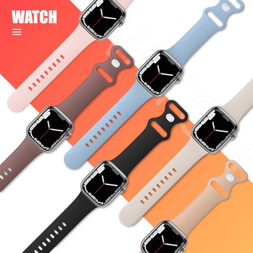 (6 Pack) Sport Bands Compatible with Apple Watch Band 38mm 40mm 41mm 42mm 44mm 45mm 46mm 49mm Silicone iWatch Band Ultra 2/Ultra SE Series 10 9 8 7 6 5 4 3 2 1 Women Men