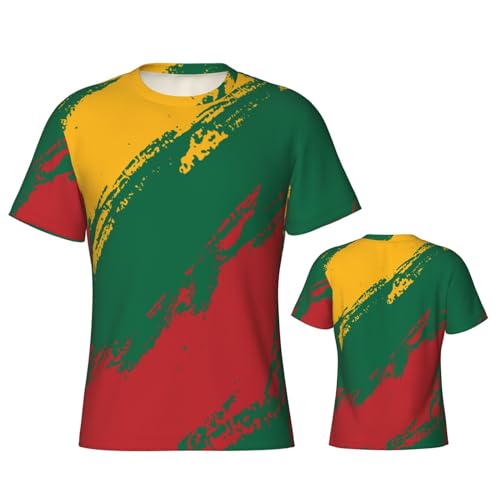 T Shirt Sport Homme Drapeau de la Lituanie à Col Rond pour le Gym