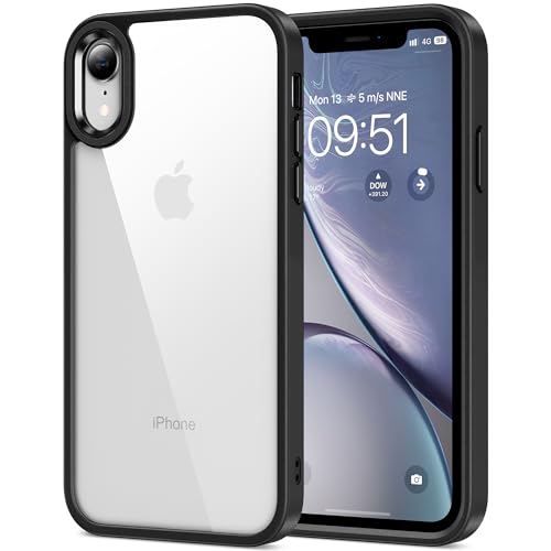 Image of HOOMIL Case for iPhone XR 6.1-Inch, Non-Yellowing, Drop Protection, Anti-Scratch Transparent Hard Back Phone Cover - Black