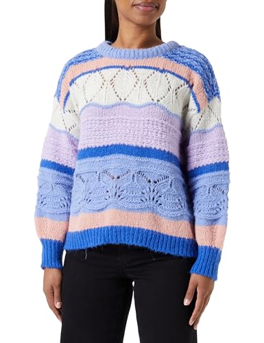 ONLY Onladina Life L/S Knt Noos-Jersey Suéter, Directoire Blue/Pattern:Provence/Fairy WREN/Birch/Pale Dogwood, S para Mujer