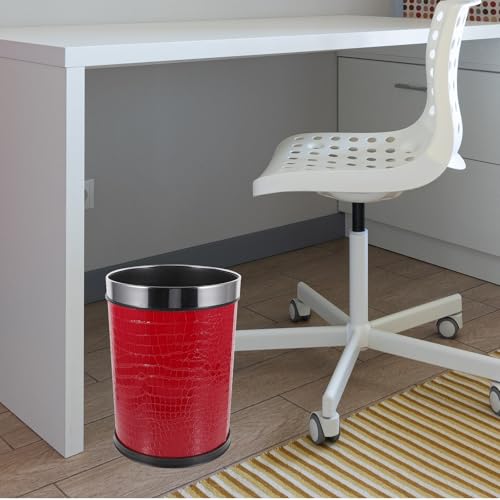 Caneca de basura grande 12L con anillo acero rojo miniatura 7