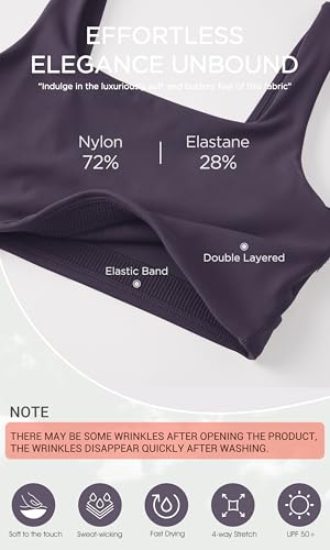Image of ODODOS Square Neck Sports Bra for Women Wirefree Non Padded Yoga Tank Workout Crop Tops, Dark Purple, Medium