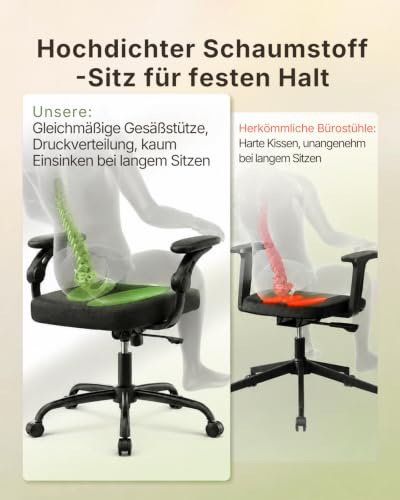 Marsail Bürostuhl Ergonomisch Schreibtischstuhl hat Verstellbarer Lordosenstütze Kopfstütze und Armlehne Höhenverstellung und Wippfunktion – Ansicht 5