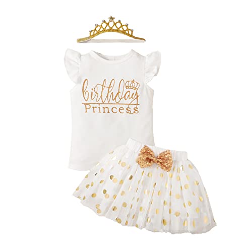 Image of LYSMuch Girls Birthday Outfit Birthday Girls Shirt Princess Tutu Tulle Skirt
