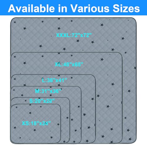Image of RIOUSSI Washable Pee Pads for Dogs, Reusable, Absorbent, Leakproof, Non Slip Pet Puppy Pads for Potty Training. Gray Stars, 24x36 Inch(2pack)