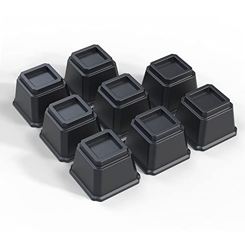 Ahasolid Bed Risers 4 Inch Heavy Duty, Furniture Risers for Bed Frame, Couch, Desk, Chair, Lifts Up to 1,500 lb, Set of 8, Black Ahasolid Bed Risers 4 Inch Heavy Duty, Furniture Risers for Bed Frame, Couch, Desk, Chair, Lifts Up to 1,500 lb, Set of 8, Black