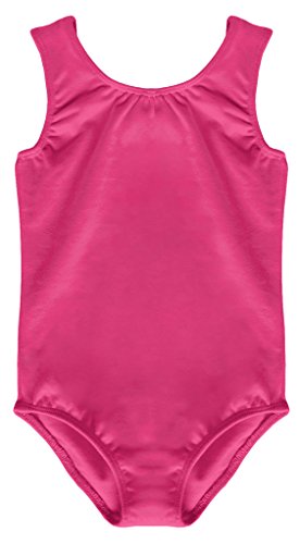 Dancina Girls Leotard Tank Top Full Front Lining Cotton Unitard for Ballet 4 Hot Pink