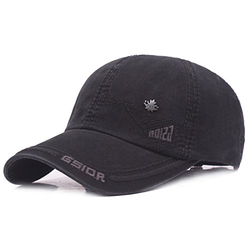 Kuyou Gorra de béisbol vintage de algodón Negro Talla única