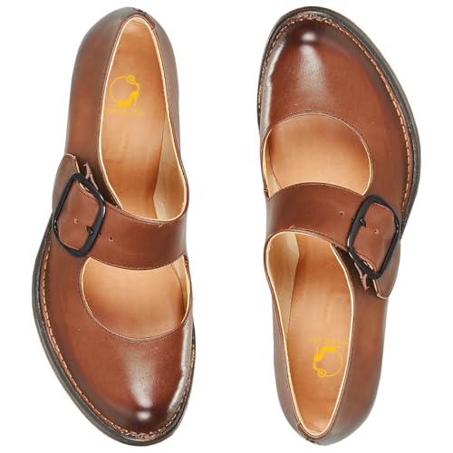 SHODENSE Women Vintage Kitten Heels Mary Jane Pumps Shoes Round Closed Toe Ankle Strap Dress Sandals Burnished Matte Low Chunky Stacked Heel Mary Janes Buckle for Office Ladies Party Wedding 4-11 M US4