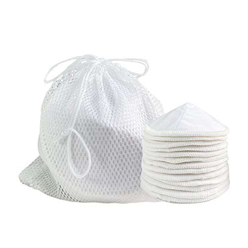 Nurture & Protect - Organic Bamboo Nursing Breast Pads - 14 Washable Nursing Pads With Wash Bag - Washable Breastfeeding Nipple Pads For Maternity - Nursing Pads Reusable For Breastfeeding #TOP3