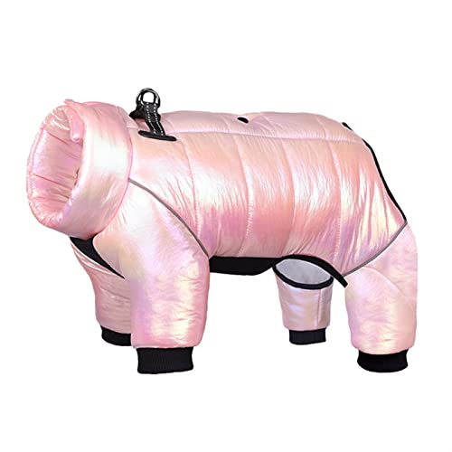 犬の冬の服 ペット服 冬の犬ダウンジャケット防水犬服小型犬子犬ジャンプスーツ反射ペットコートフレンチブルドッグ (Color : ピンク, Size : L)