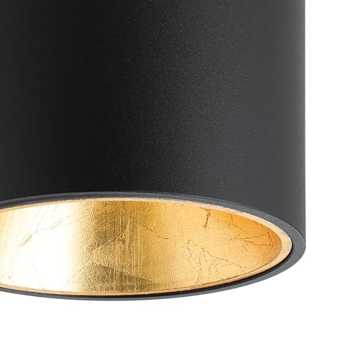 EGLO Lampa sufitowa LED Polasso, lampa sufitowa z metalu w kolorze czarnym i złotym, lampa do salonu ciepła biel, Ø 10 cm
