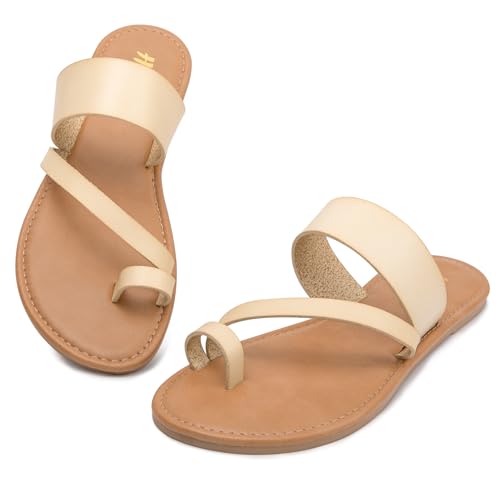 Image of Huayuanwell Women's Slide Sandals Slip On Flat Sandals Flip Flop Thong Sandals Casual Summer Sandals