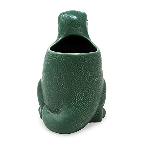 Isaac Jacobs Green Ceramic Dinosaur Cup, Toothbrush Holder, Multi-Purpose Organizer, – Great For Toiletries, Bathroom, Kitchen, Crafts, Desk, Novelty Bathroom Accessory (Single Cup, Green) #TOP2