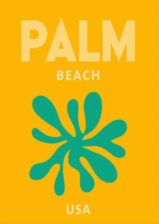 Poster design Palm Beach jaune 30x40 cm avec son cadre en métal haut de gamme