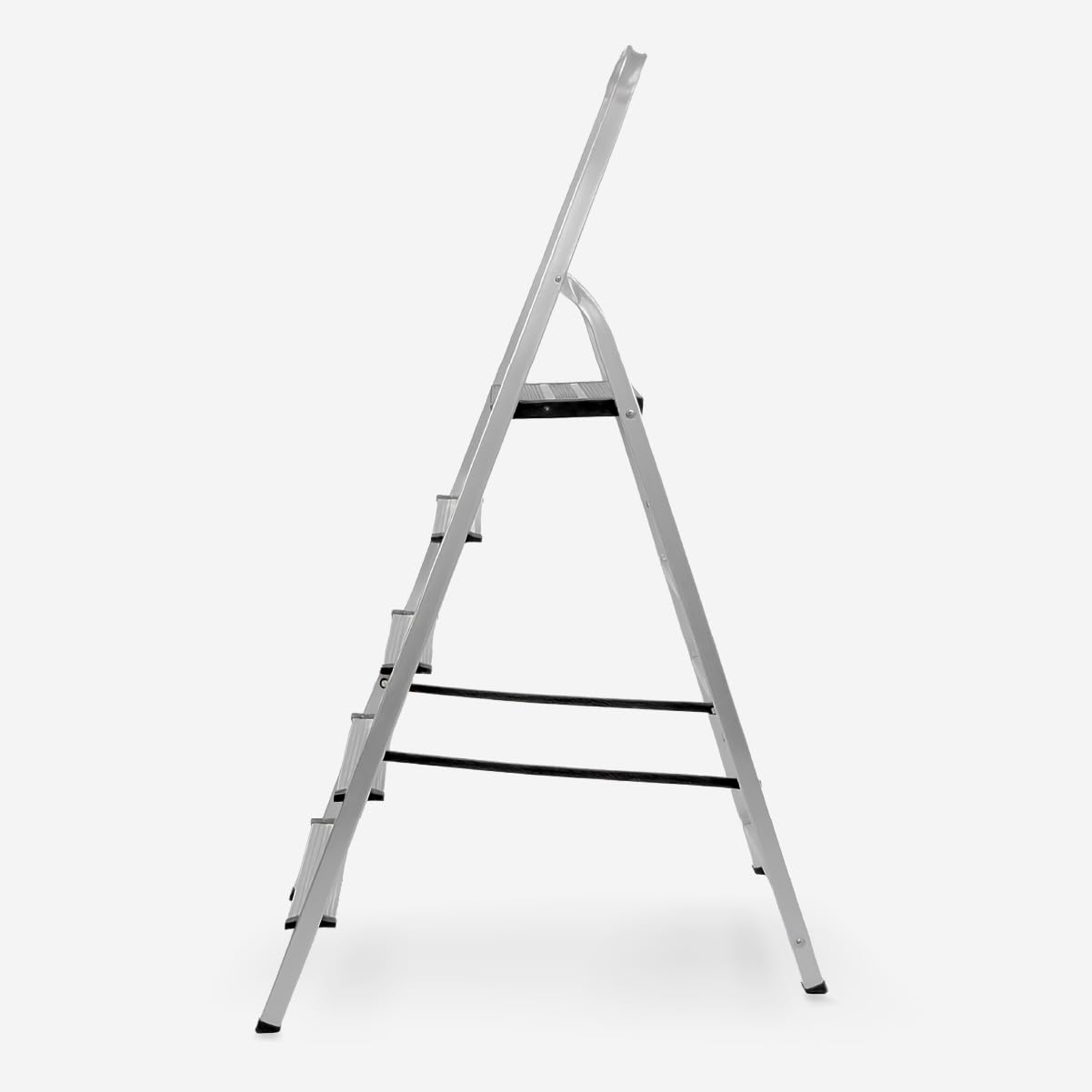 Escalera Plegable de Aluminio, con Barandilla Superior, Pies Antideslizantes, Plataforma de Apoyo, para Uso Doméstico, Peldaños Antideslizantes, Escalera de Tijeras (5 PELDAÑOS)