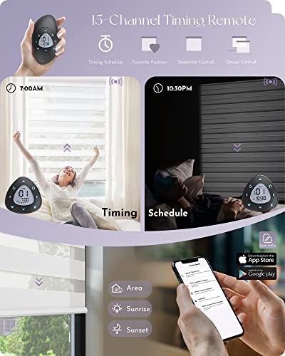 Graywind Motorized Zebra Sheer Blinds Compatible With Alexa Horizontal Light Filtering Window Shades Remote Roller Blinds With Valance For Smart Home And Office, Customized Size (Wool-Like White) #TOP2