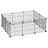 ELIGHTRY Parque para Mascotas Jaula Perros Conejos Valla para Animales Pequeños Cobaya Hámster Gatito Cachorros de Malla Metálica Ajustable DIY 10 Paneles (35x35cm/panel) Negro 109 x 74 x 39 cm