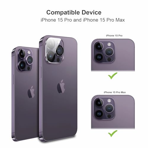 Image of SupCares Premium Camera Lens Protector Tempered Glass Compatible For iPhone 15 Pro and iPhone 15 Pro Max With Installation Kit | Edge to Edge Coverage | Transparent | Pack of 2