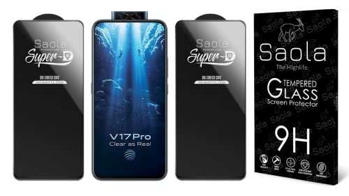 Image of Saola Hd+ Oleophobic Tempered Glass Screen Protector For Vivo V17 Pro (Pack Of 2) With Free Installation Kit. Full Screen Coverage - 6.44 Inch