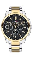 Tommy Hilfiger Men's 1791559 Dual-Tone Steel Quartz Multi-function Watch, Black, 48MM