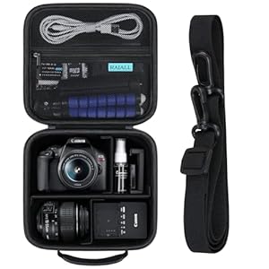 RAIALL Camera Case for Canon EOS 2000D/ 4000D DSLR Camera/EOS R50/R6 Mark II/R100/R50V/R8/R7/R10/Sony... D7500 Camera, Hard Carrying Case Protective Travel Bag Fits Lens, Tripod, Batteries, Black