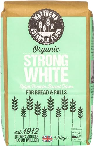 Matthews Cotswold Organic Strong White Flour | Baker's Grade High Protein Bread Flour | Specialty | Artisanal | Milled In Britain (1.5kg Bag (Single Bag))