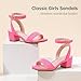 LAURMOSA Little Girls High Heels Pink Tween Dress Shoes Open Toe Kids Heel Pumps Cute Flower Girl Fancy Sandals Size 3 Wedding Party Shoes for Big Kids(L1033SuFuchsia 3)