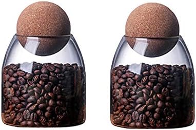 Piscepio Glass Jar with Wood Lid Ball Jar Small Food Storage Container Clear Candy Jars Canister Sugar Coffee Tea Beans Spice Salt Storage 2 PSC 500 ML