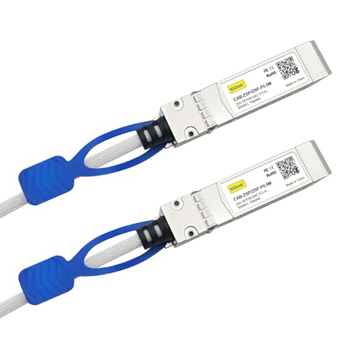 Image of 10Gtek 25GBASE-CR SFP28 to SFP28 Passive Cable, 32AWG, for Cisco SFP-H25GB-CU0.5M, Ubiquiti UC-DAC-SFP28, Supermicro, Mikrotik, Arista and More, Nylon Braided Jacket, 0.5-Meter(1.64ft)