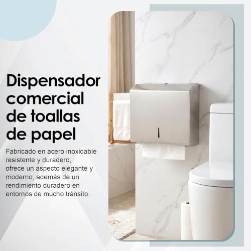 Dispensador de toallas triple pliegue en acero inoxidable para pared de baño 5