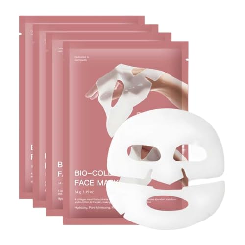 Collagen Sleeping Mask with 5M ppb BIO-COLLAGEN: For Intense Hydration, Firming & Wrinkle Reduction. Overnight Face Mask for All Skin Types, 4 or 5 Pack. (4-piece facial mask set)