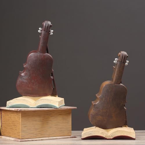 Decoración de libros de resina con violín Ipetboom para escritorios modernos 5