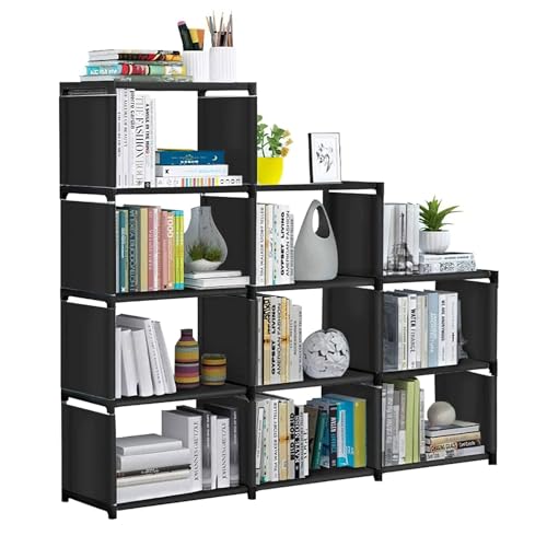 Zorpupoa 9 Cubes Closet Shelves, DIY Stackable Cube Shelf, Plastic Cube Storage Organizer for Living Room Bedroom Office