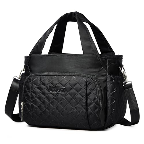 Medium Tote Bag for Women, Quilted Crossbody Shoulder Bags for Women with Zipper, Handbag Purse Top Handle Satchel