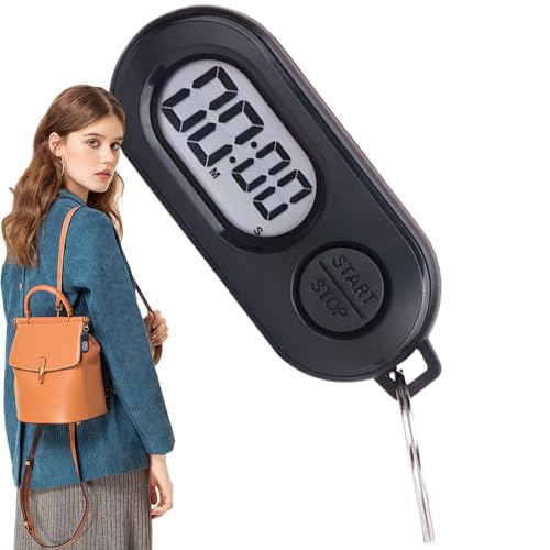 Stop Timer Keychain, Sports Small Timer Keychain Portable 6.446x2.7x1.279cm, LCD Screen Digital Clock, Lightweight Countdown Accessories for Playground, Classroom