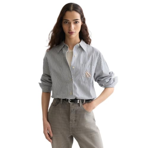 Scotch & Soda Relaxed Fit Shirt Camisa, Peacoat Stripe V914, 70 para Mujer