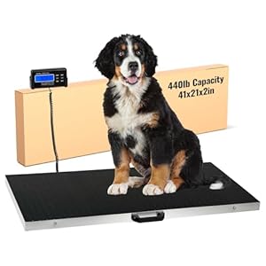 Houseables Dog Scale, Pet Scale, For Large Breed, 440 LB, For Livestock, Dog Weight, Animal, Veterinary, Sheep, Goat, Pig, Shipping, Packages, Weighing, Puppy, Vet, Heavy Duty, Digital, 41×21 Platform