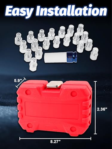 Image of 21 pcs Wheel Lock for BMW, Mini Series Anti-Theft Removal Kit | With Socket Adapter 1 /2 inch (12.7mm) Wheel Lock Lug Nut BMW Automotive Screw Remover Key Socket Tool Set