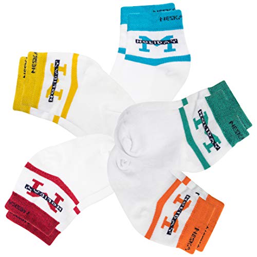 Image of Neska Moda Boys & Girls Pack of 5 Pairs Terry Cotton Ankle Socks (White,Blue,Red,Orange) -SK810