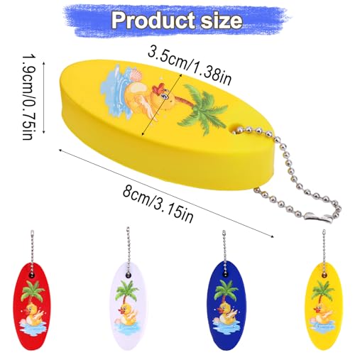Image of Gosknor 4pcs Floating Keychains for Boating, Fishing, Surfing & Water Sports, Bright PU Floating Key Ring Boat Keyring
