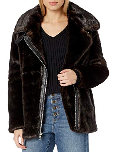 KENDALL + KYLIE Women's Faux Mink Jacket, Brown, Small