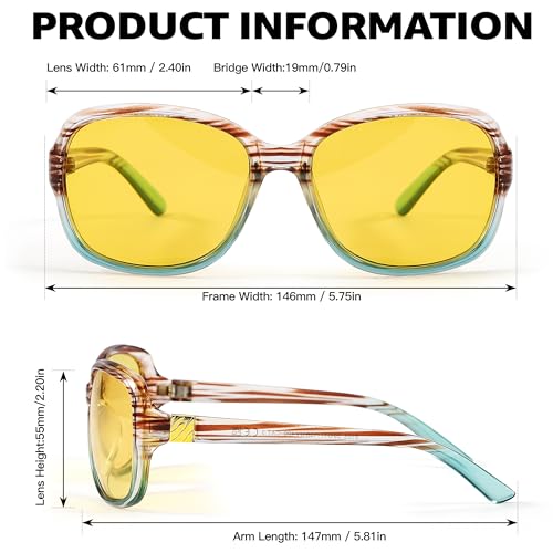 SIPHEW Night Driving Glasses for Women, Polarized Anti-Glare Yellow Lens Reduces Headlight Glare & Eye Strain for Nighttime4