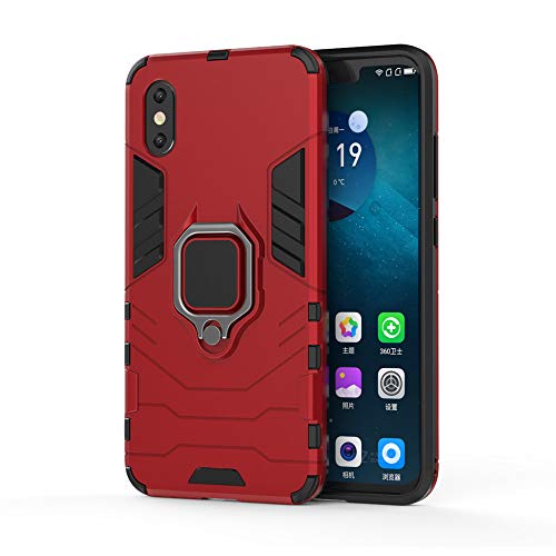 CHcase Xiaomi Mi 8 Pro Custodia, 2 in 1 Armour stile resistente Hybrid Dual Layer Armatura Defender PC + TPU Case Cover con supporto magnetico per auto per Xiaomi Mi 8 Pro -Red