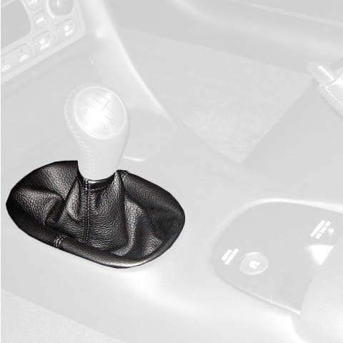 RedlineGoods gear gaiter (gaitor) - C6 gearer compatible with Chevrolet Corvette C5 1997-04. Tailor made - not universal! Genuine top-grade Italian Black suede (Alcantara) with Blue thread