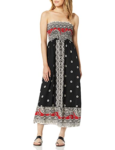 Image of Angie Women's Printed Smocked Bodice Strapless Maxi Dress