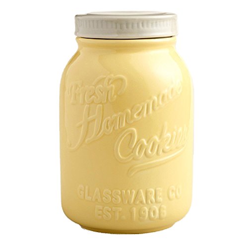 Mason Jar Cookie Jar Ceramic and Airtight - Yellow