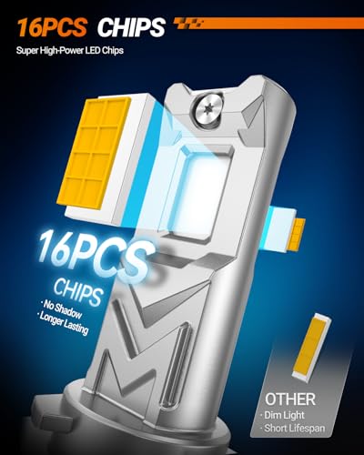 Image of SEALIGHT H10 9140 9145 LED Fog Light Bulbs, 17,000LM 800% Brighter H10 LED Fog Lights, 3500K Amber Yellow Strong Light Penetration, Super Bright, Plug and Play